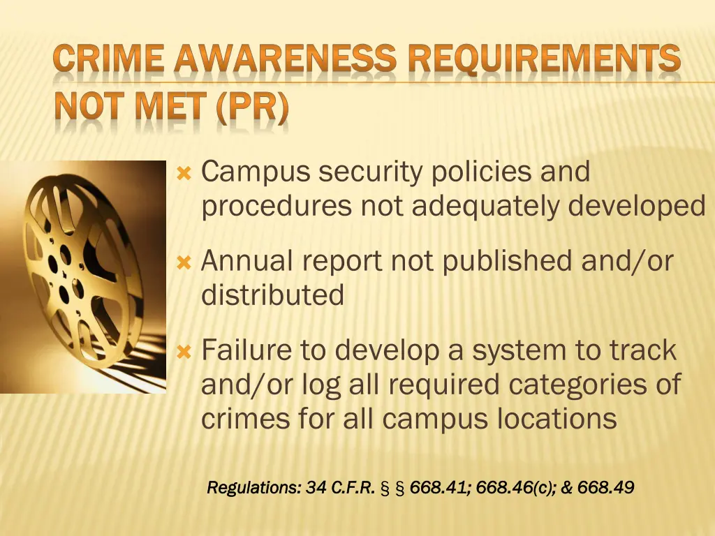 crime awareness requirements crime awareness
