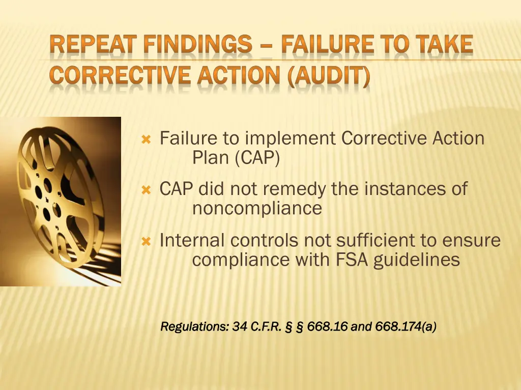 repeat findings repeat findings failure to take