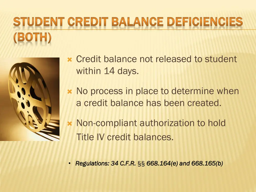 student credit balance deficiencies student