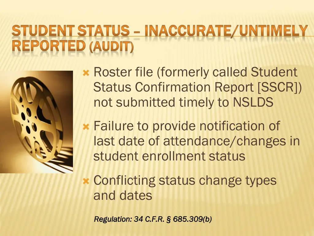 student student status reported reported audit