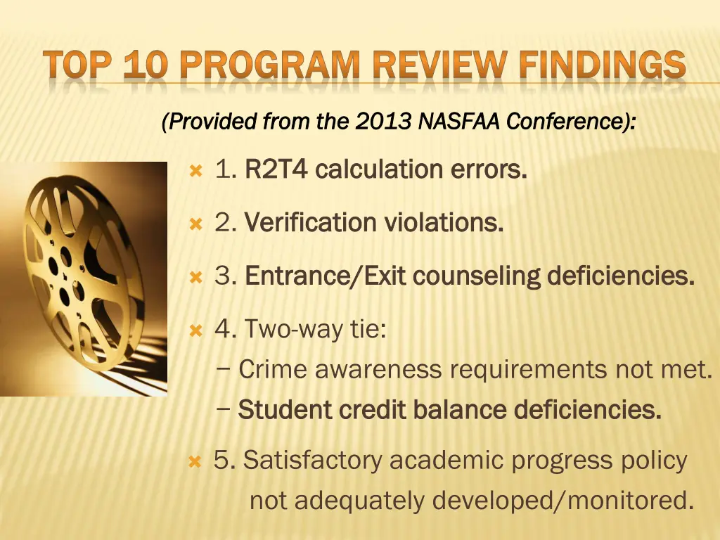 top 10 program review findings top 10 program