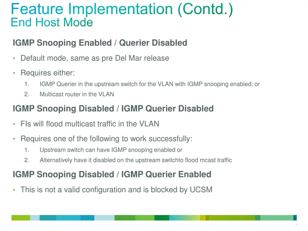 feature implementation contd end host mode
