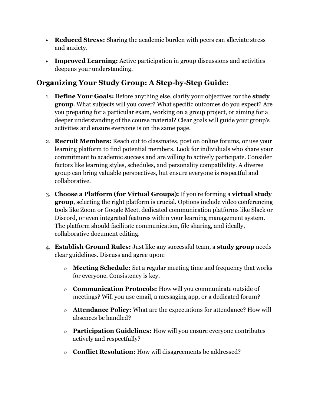 reduced stress sharing the academic burden with