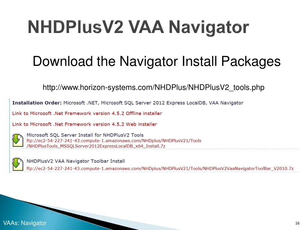 download the navigator install packages