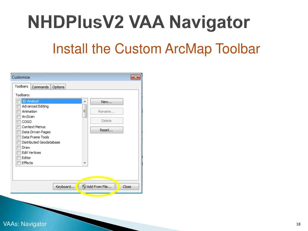 install the custom arcmap toolbar