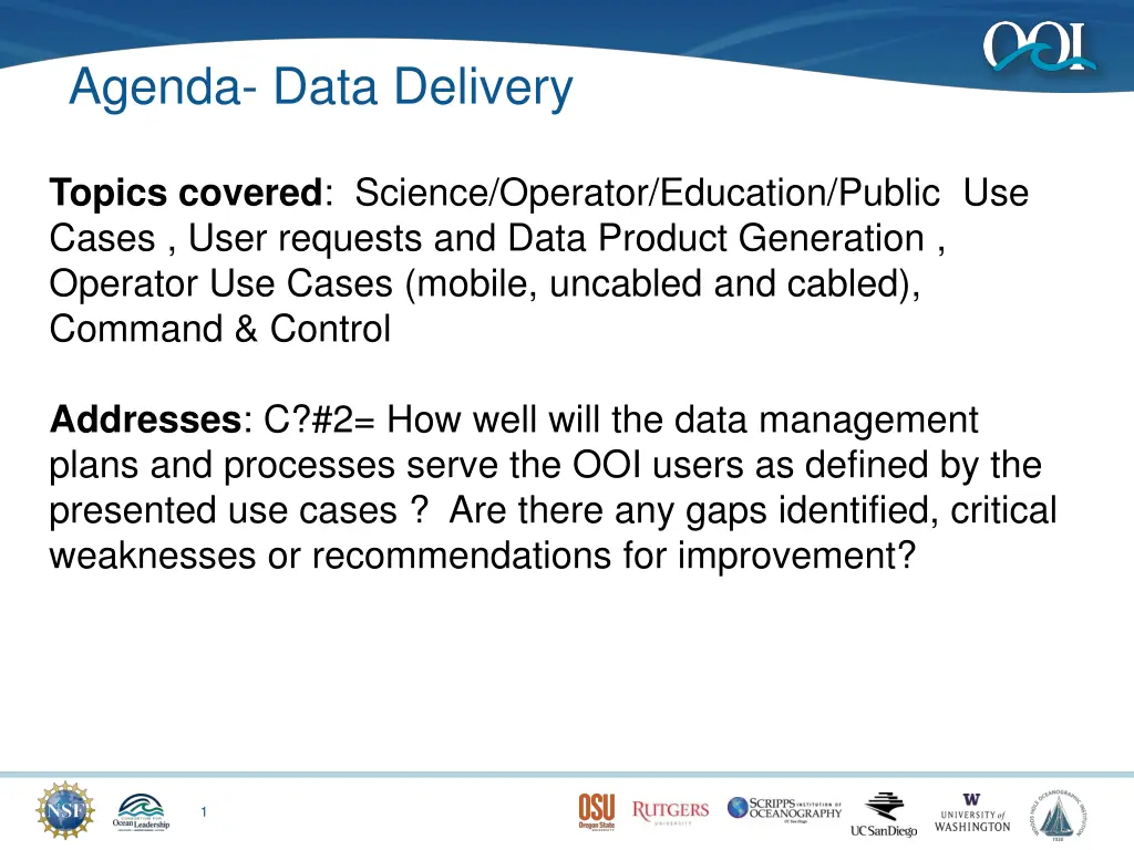 agenda data delivery