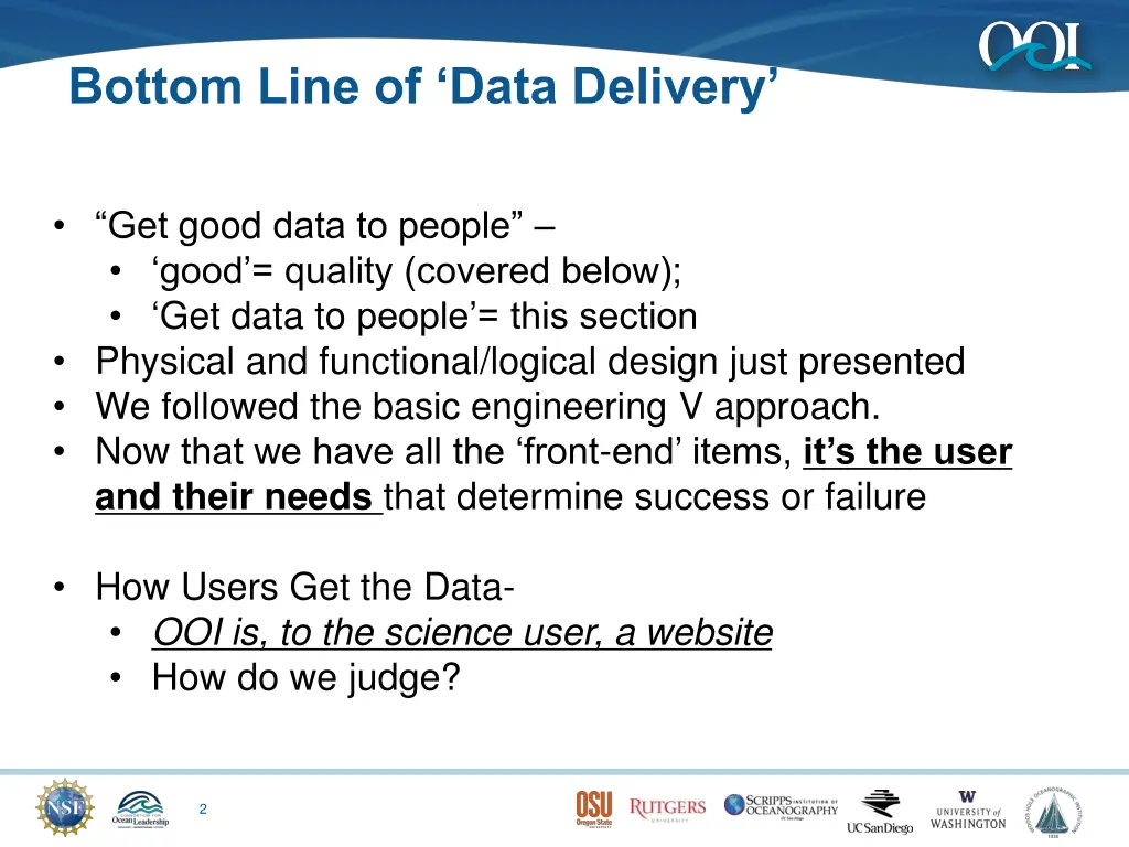 bottom line of data delivery