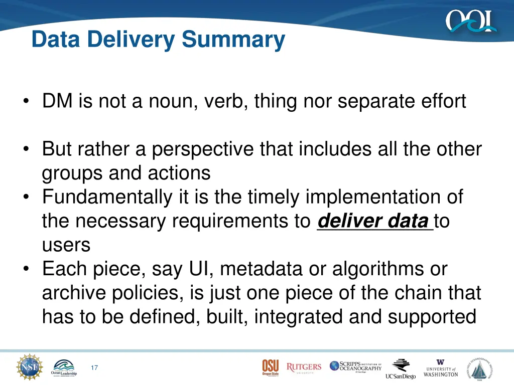 data delivery summary