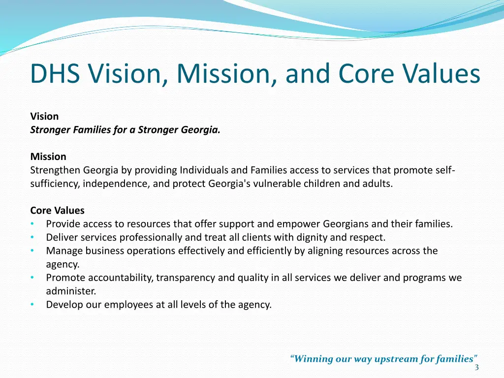 dhs vision mission and core values