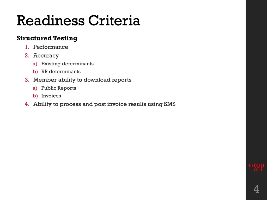 readiness criteria 1