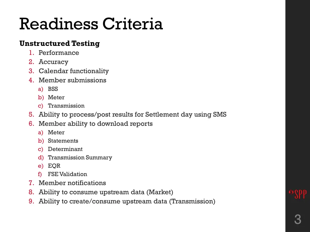 readiness criteria