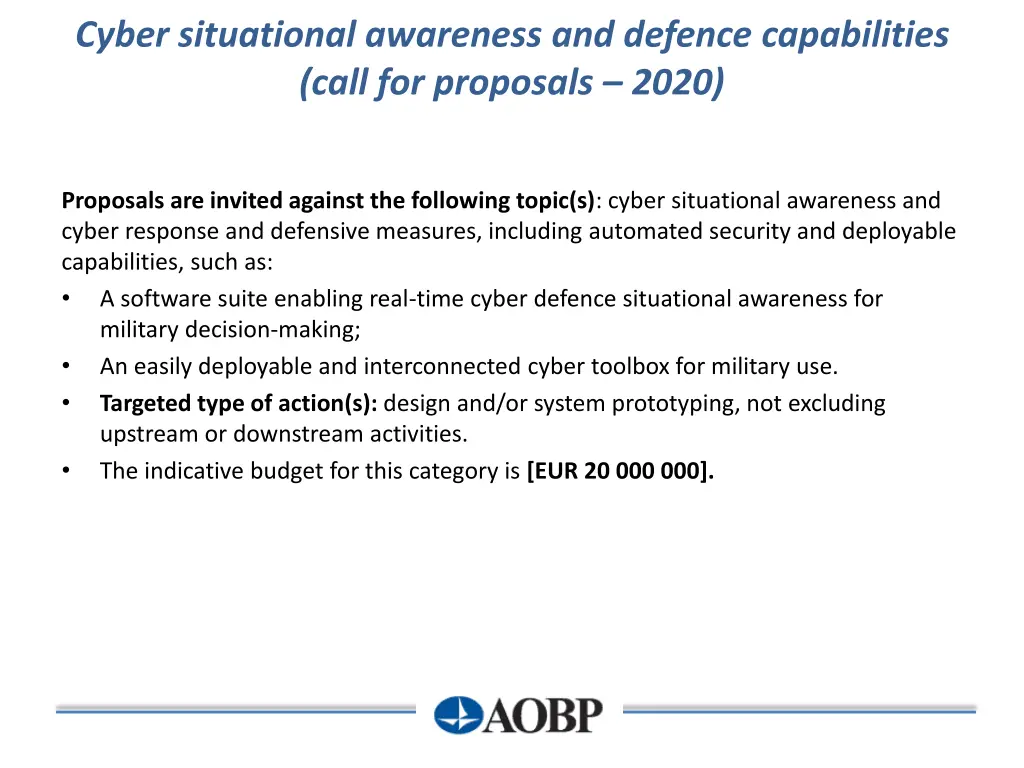 cyber situational awareness and defence