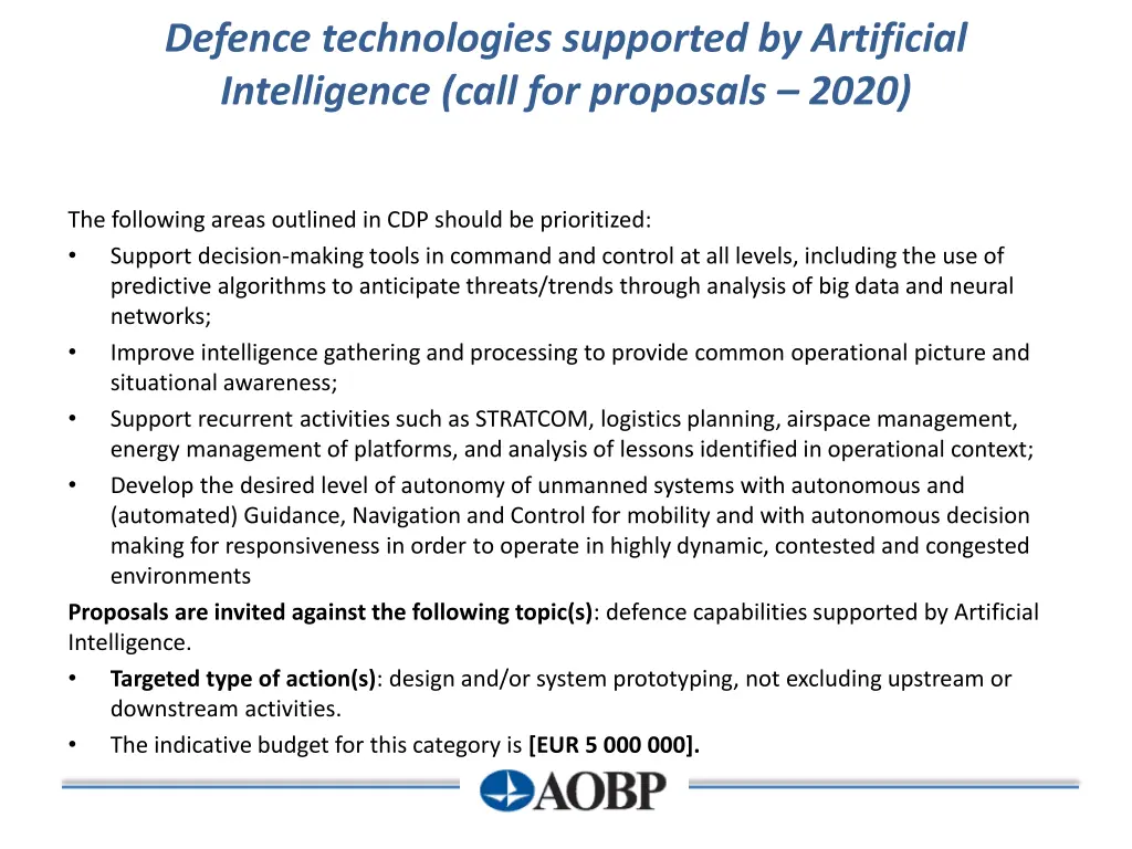 defence technologies supported by artificial
