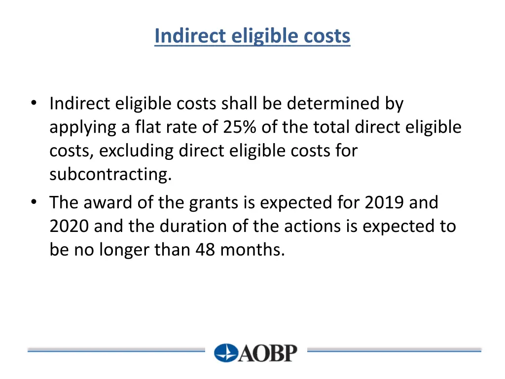 indirect eligible costs