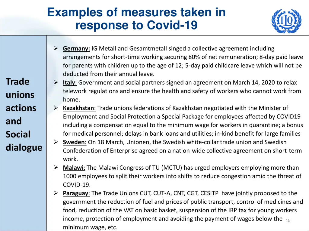 examples of measures taken in response to covid 19