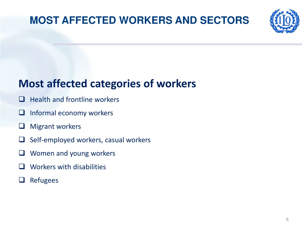 most affected workers and sectors