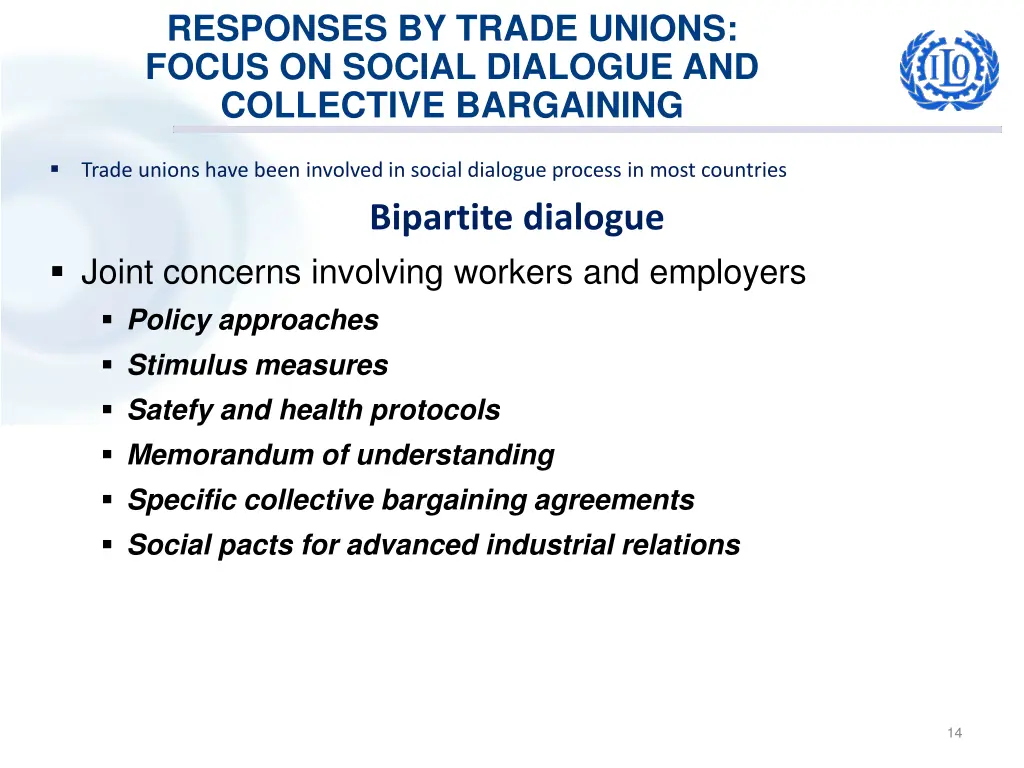 responses by trade unions focus on social 4