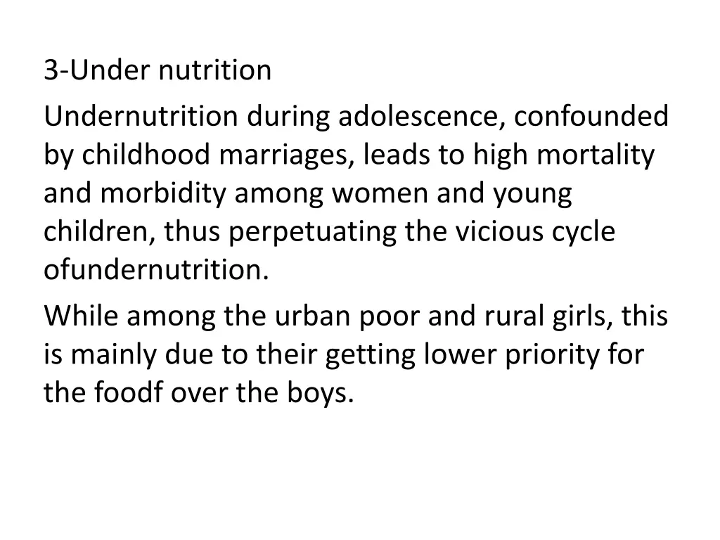 3 under nutrition undernutrition during