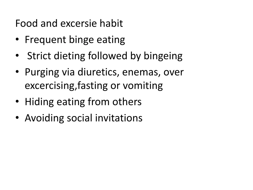 food and excersie habit frequent binge eating
