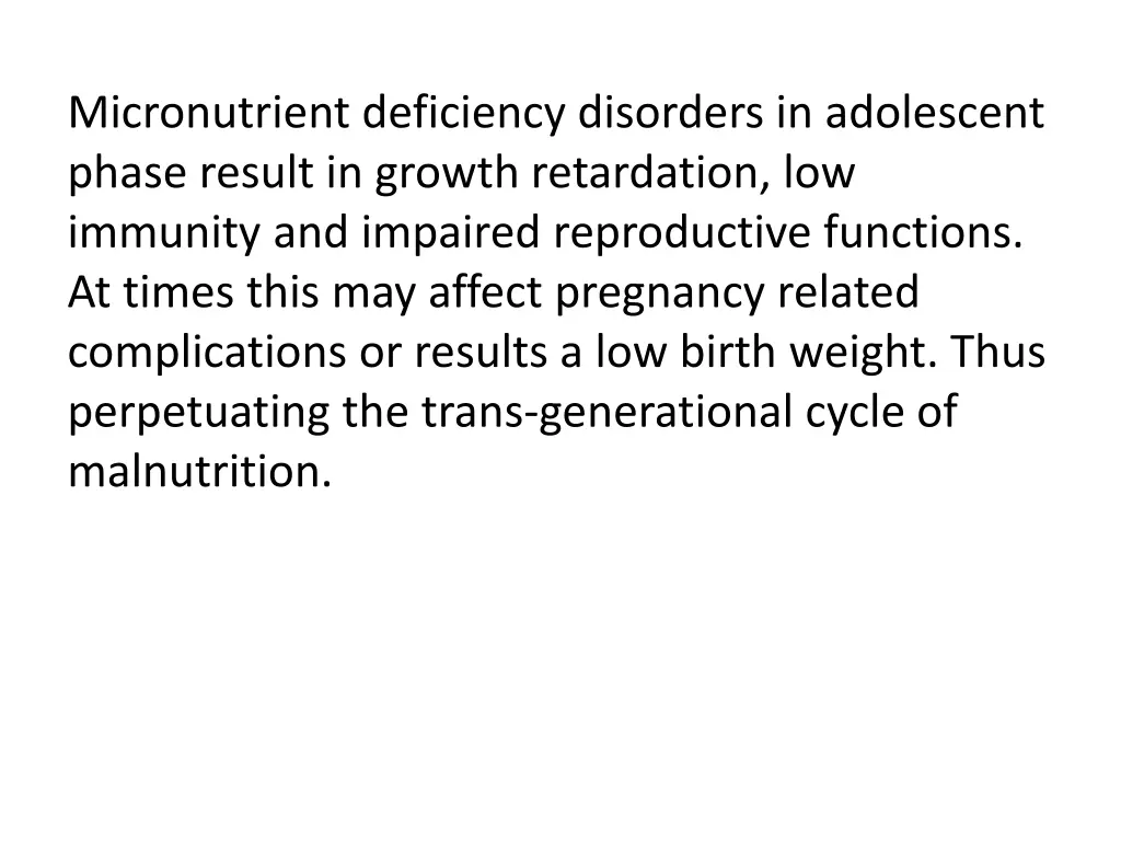 micronutrient deficiency disorders in adolescent