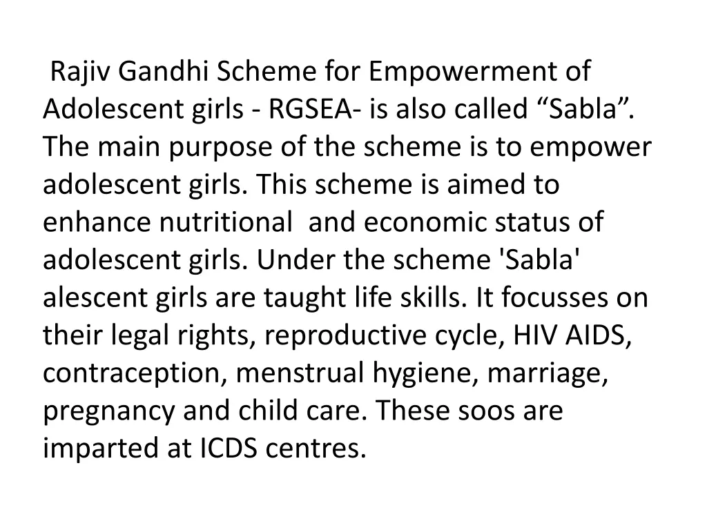 rajiv gandhi scheme for empowerment of adolescent