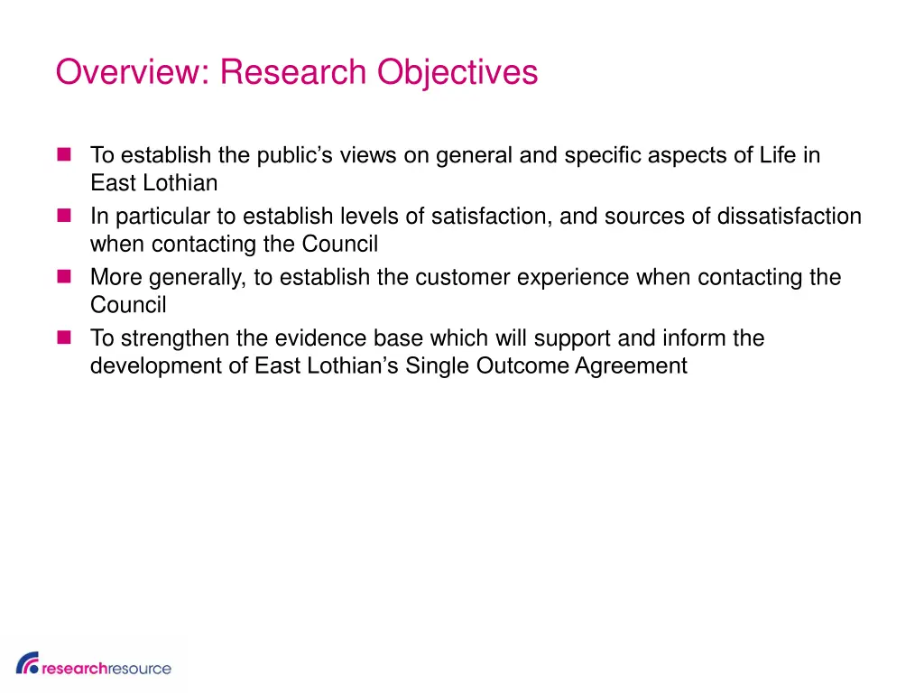 overview research objectives