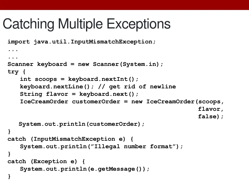 catching multiple exceptions