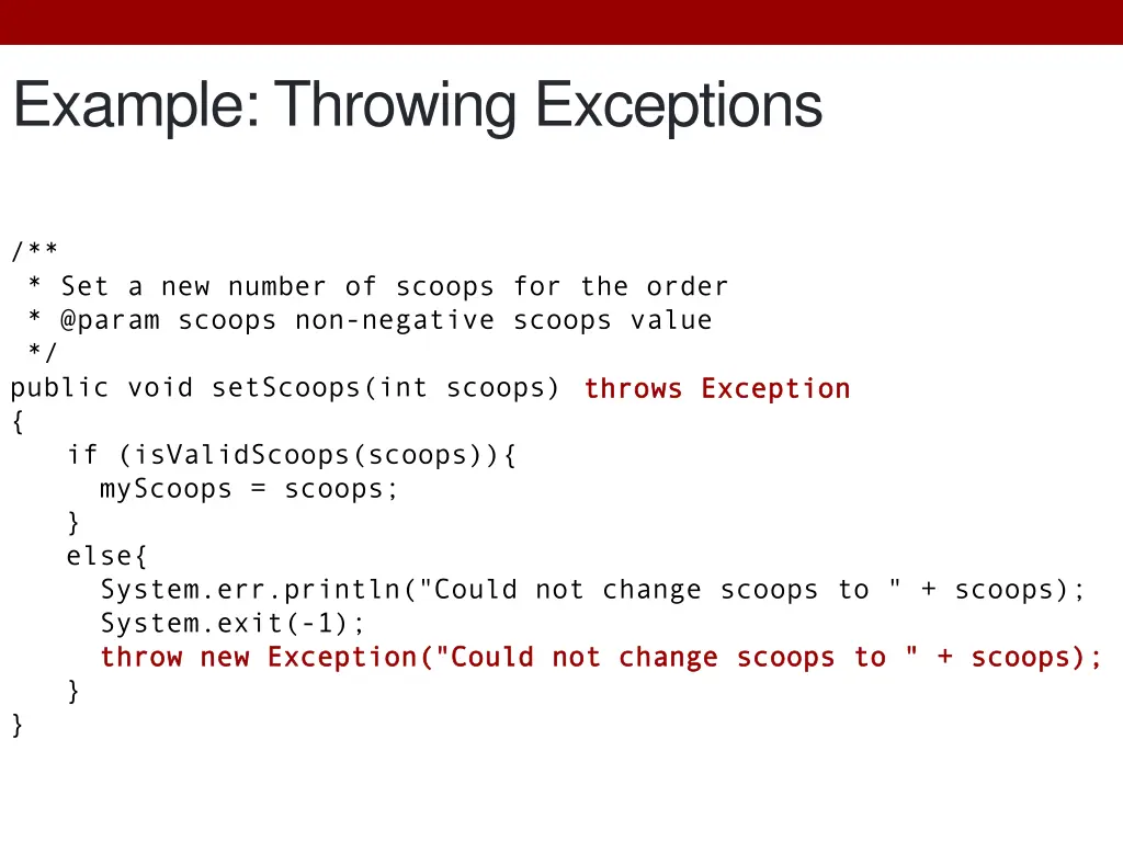 example throwing exceptions 1