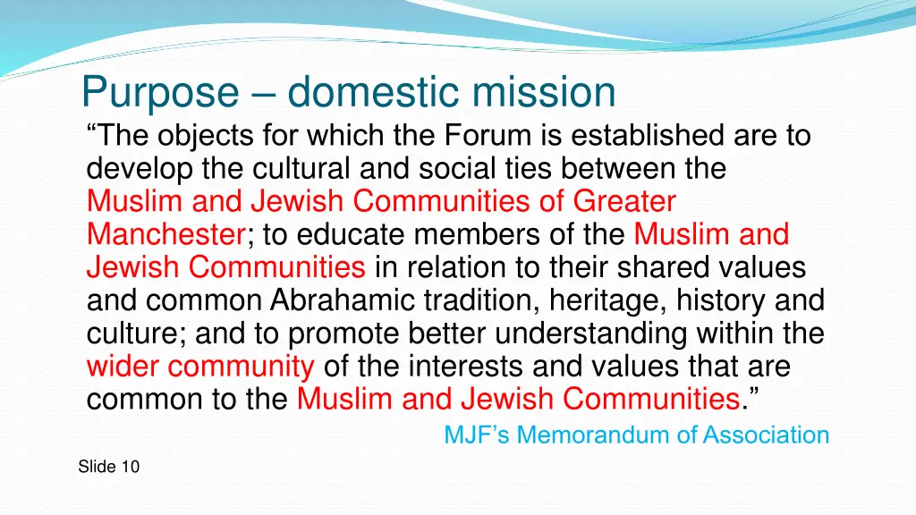 purpose domestic mission the objects for which