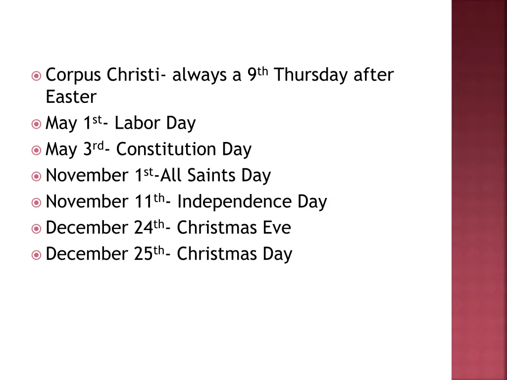 corpus christi always a 9 th thursday after