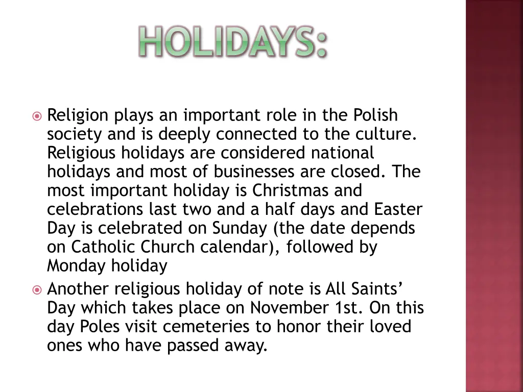 holidays