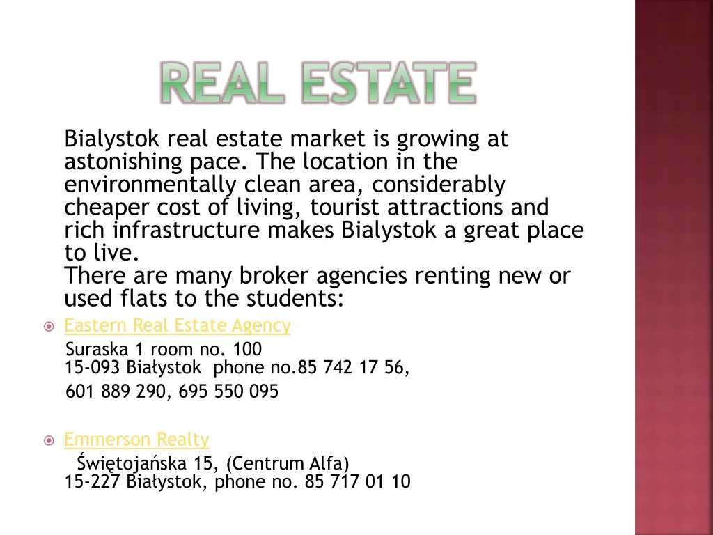 real estate bialystok real estate market