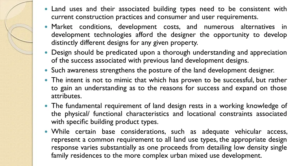 land uses and their associated building types