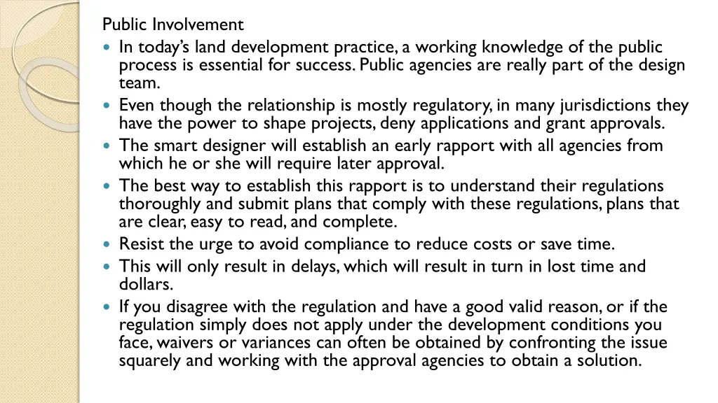 public involvement in today s land development