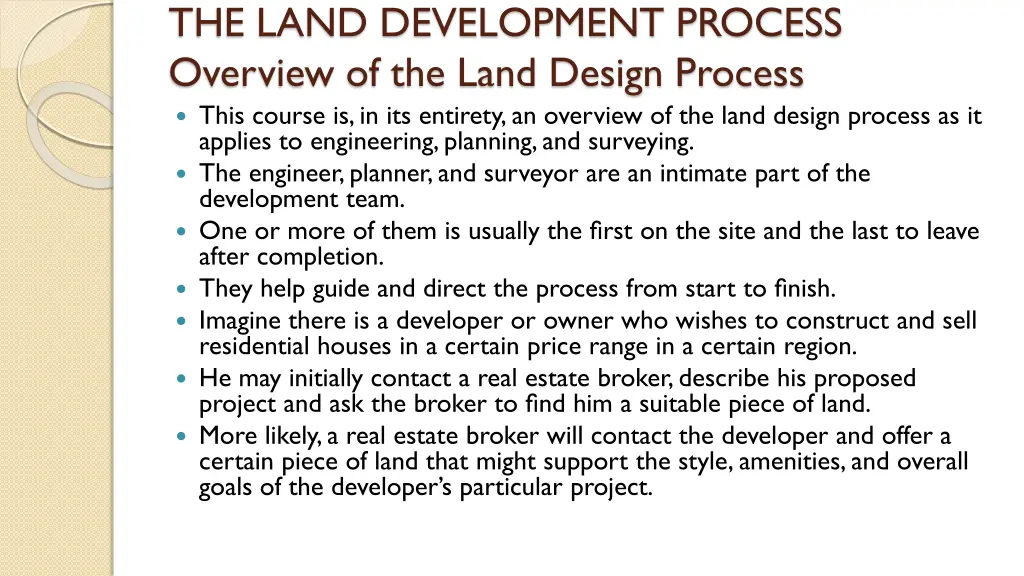 the land development process overview of the land