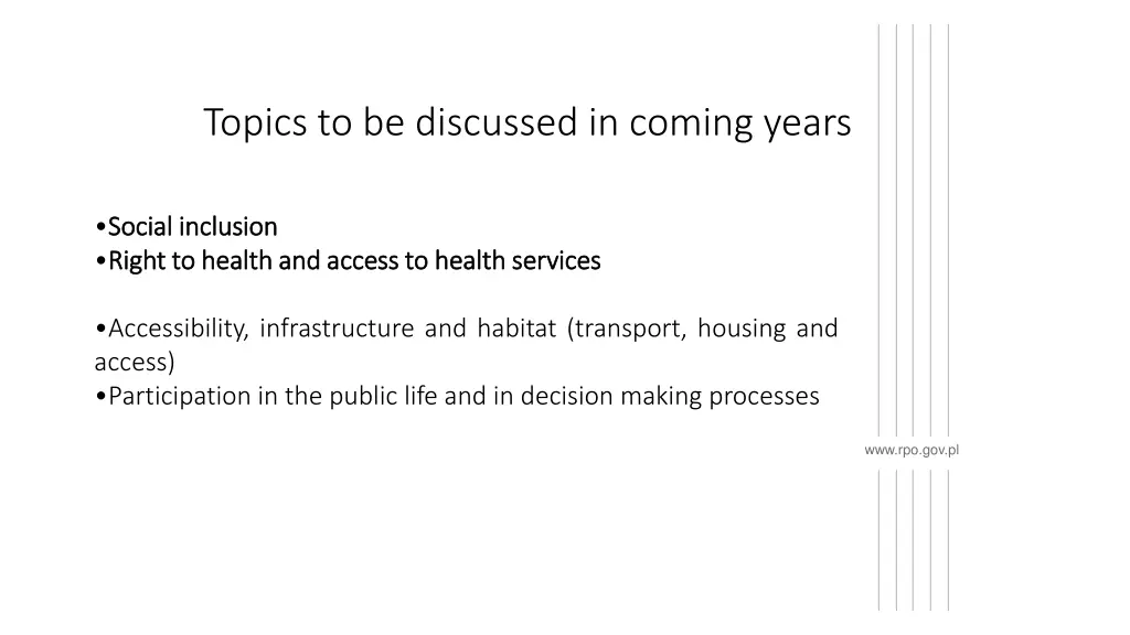 topics to be discussed in coming years
