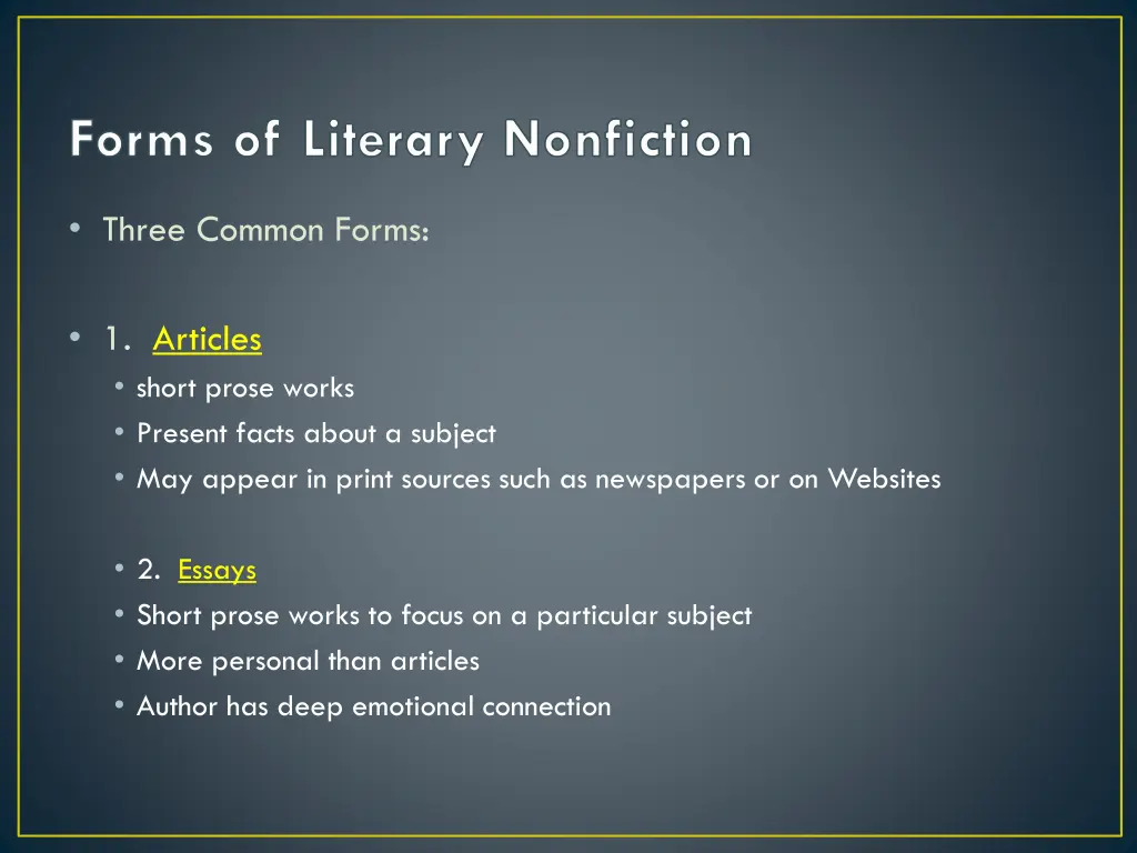 forms of literary nonfiction