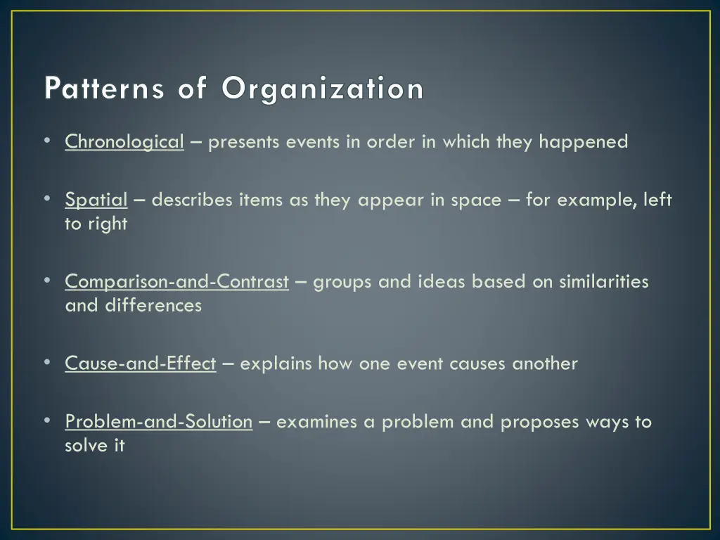 patterns of organization