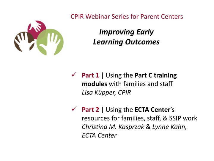 cpir webinar series for parent centers