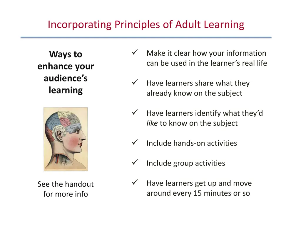 incorporating principles of adult learning