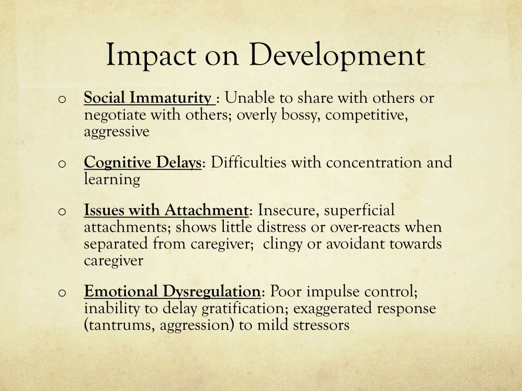 impact on development