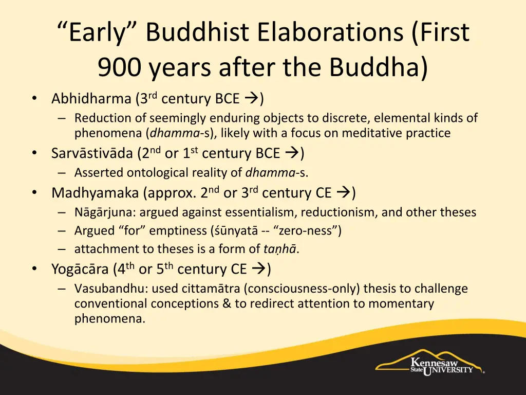 early buddhist elaborations first 900 years after