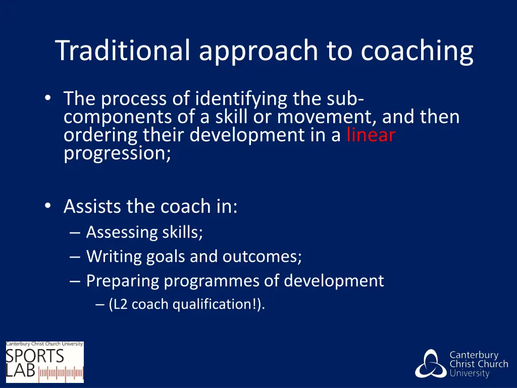 traditional approach to coaching