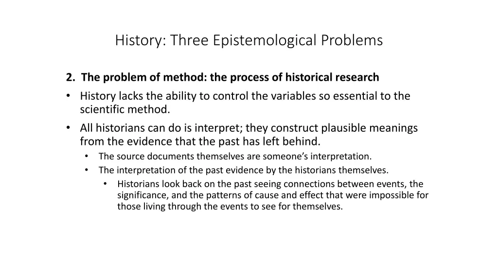 history three epistemological problems 1