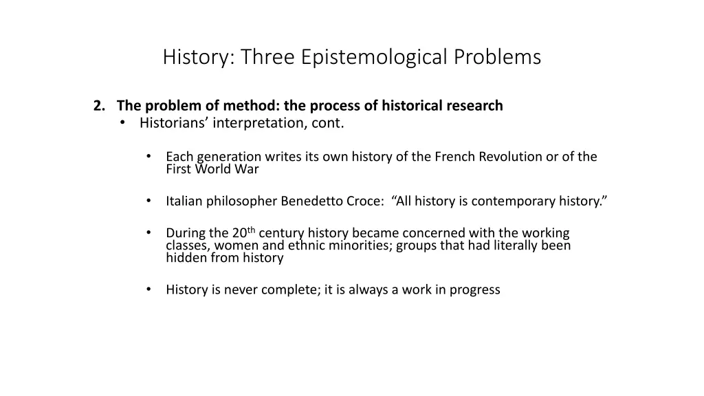 history three epistemological problems 2