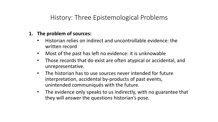 history three epistemological problems
