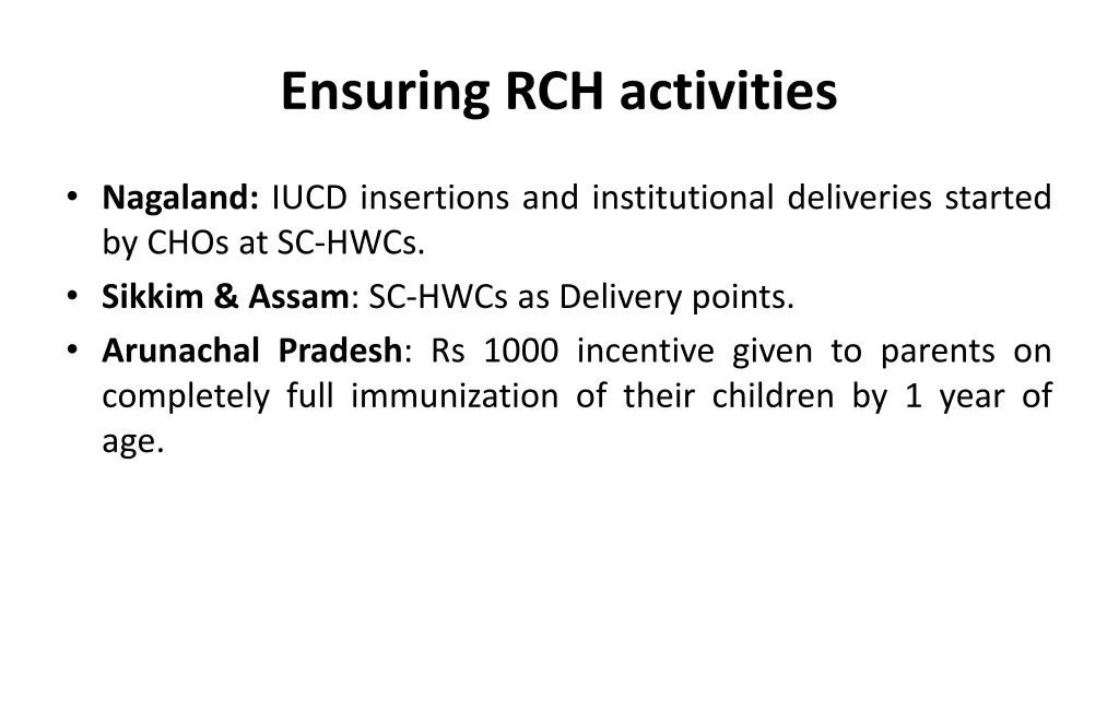 ensuring rch activities
