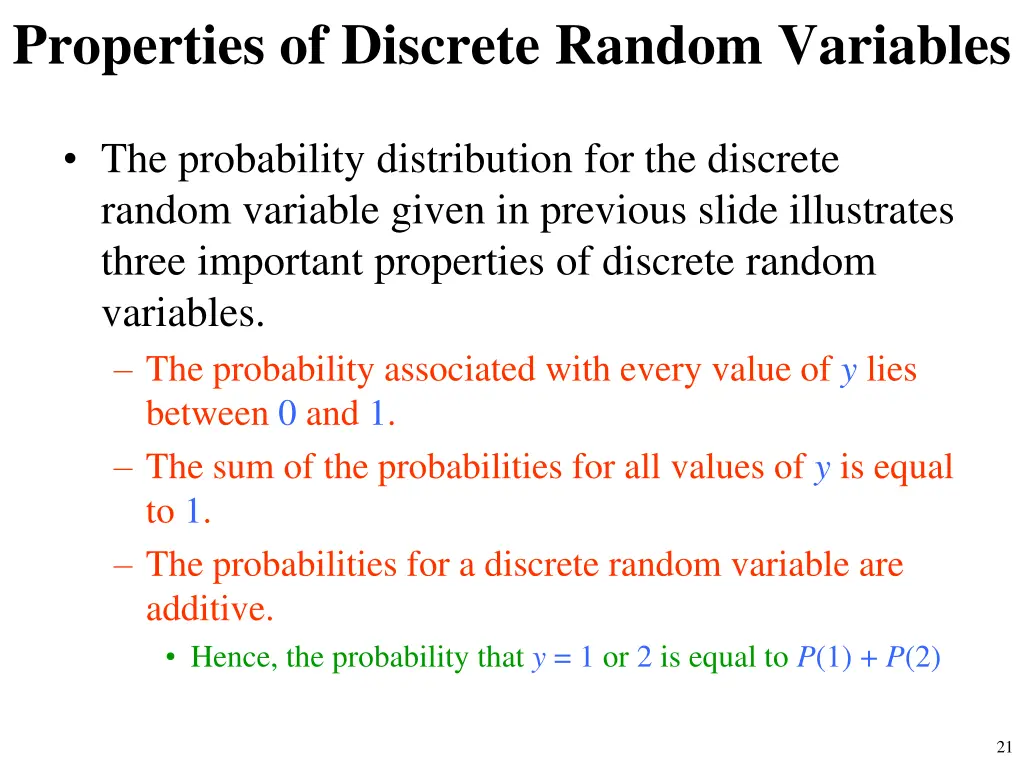 properties of discrete random variables
