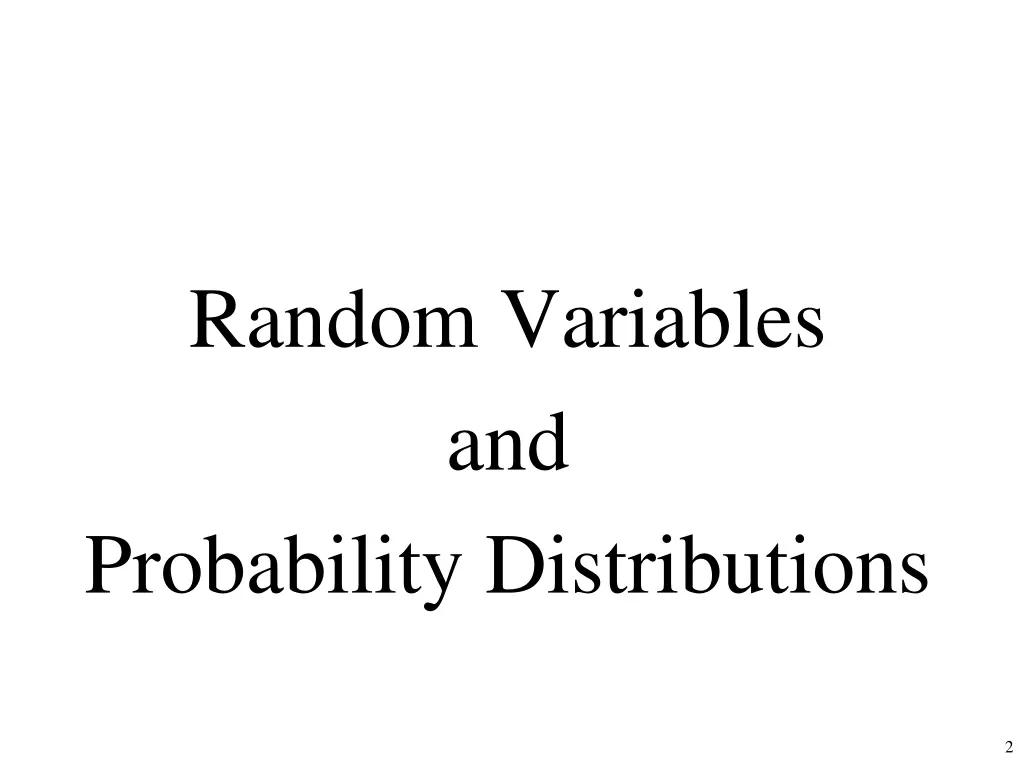 random variables and probability distributions