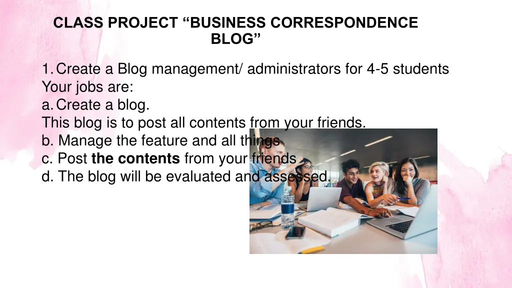 class project business correspondence blog